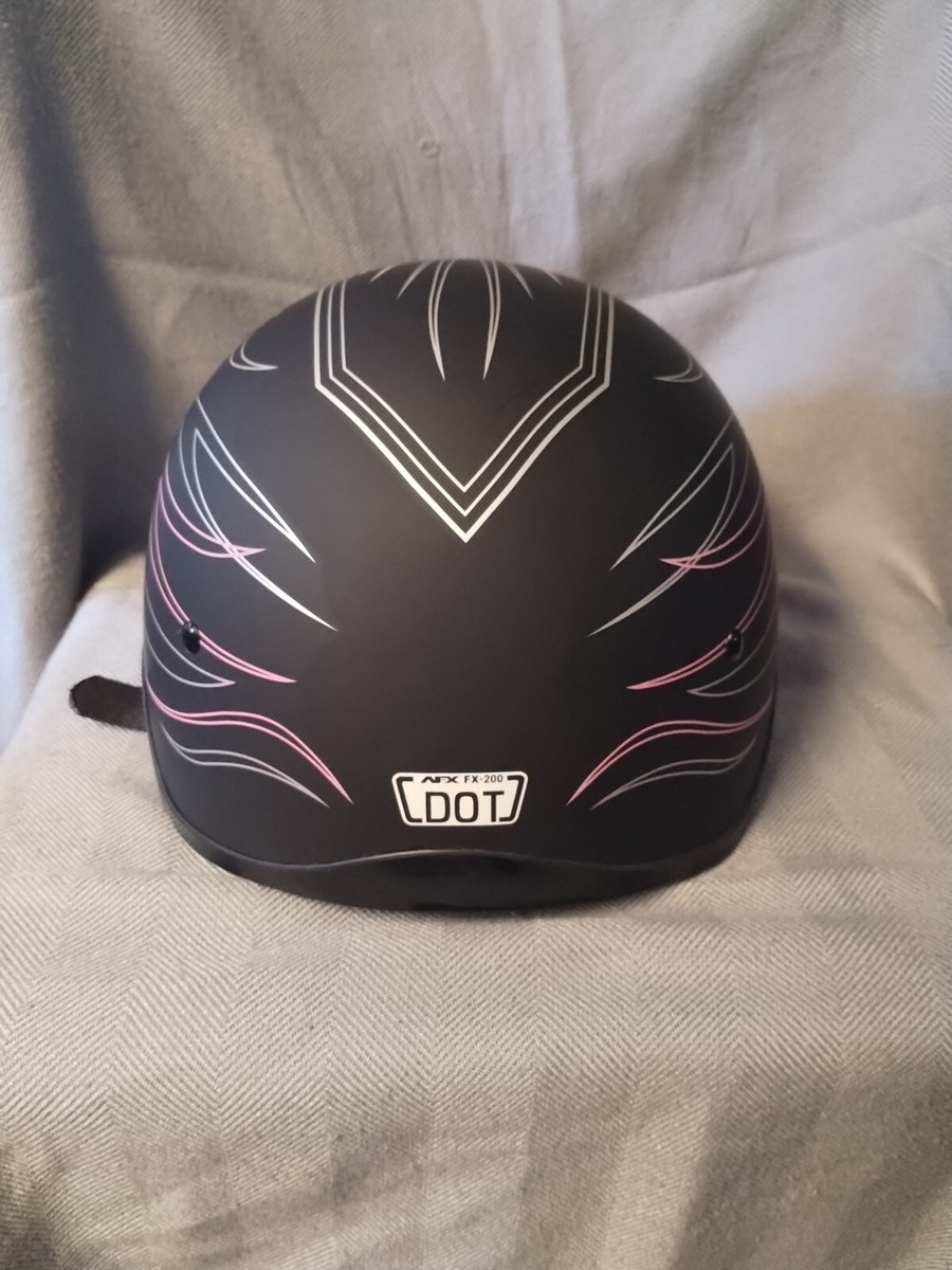 Women's Motorcycle Helmet AFX Flat Black With Pink Pinstripe | eBay
