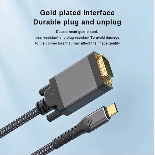 L58 Usb-C À VGA Câble Adaptateur HDTV Projecteur Moniteur USB 3.1 Type C 1080p, - Photo 3 sur 12