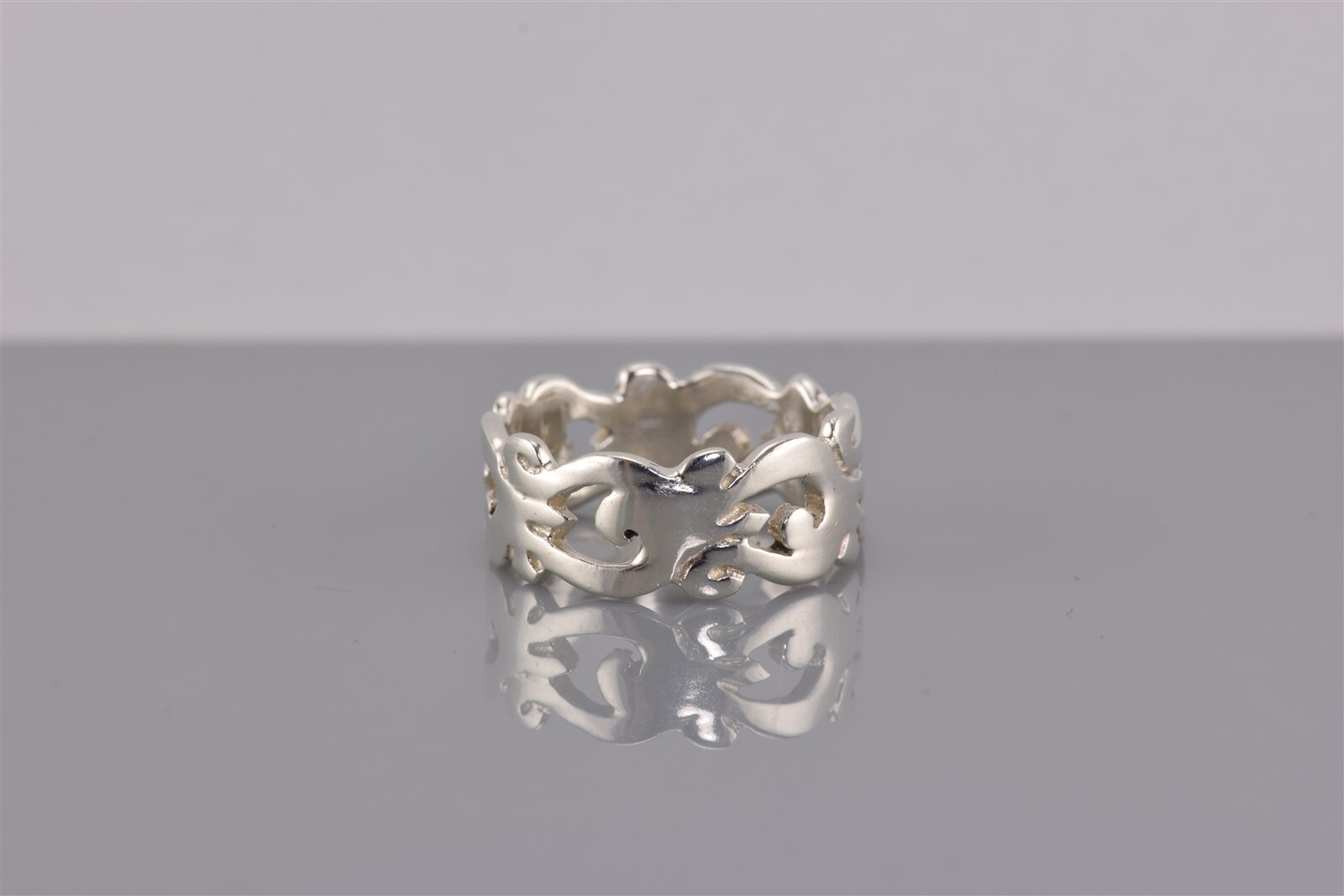 Sterling Silver Scroll Patterned Openwork Flat Si… - image 5