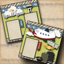 VACATION 2 premade scrapbook pages paper piecing FLYING layout 4 album DIGISCRAP