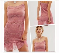 Intimately Free People Pink Lace Slip Mini Dress Size M