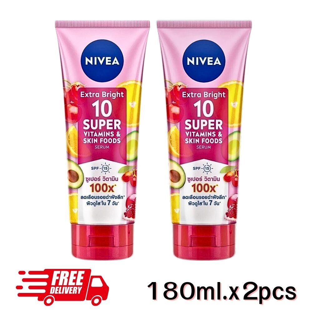 Nivea Extra Bright Serum with 10 Super Vitamins SPF15 180ml for Glowing Skin-image