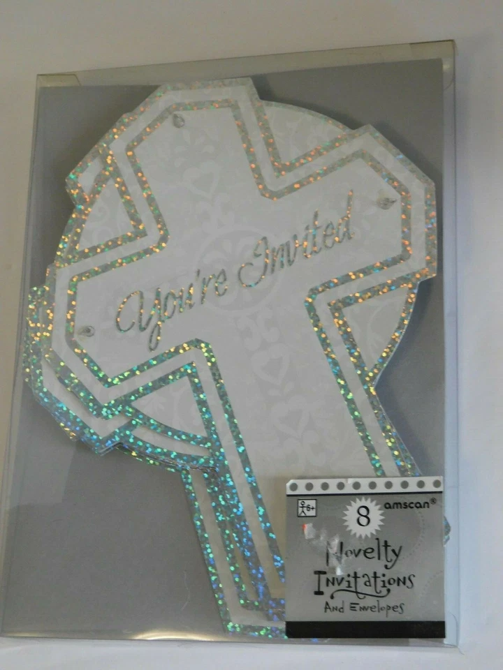 Cristiana Brillante Cruz Invitaciones 8 Pk Bautizo Boda Bautizo Foto 3 de 4