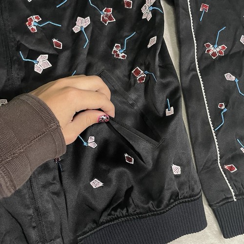 Opening Ceremony Embroidered Bomber Jacket Size XS Black Satin Streetwear - Picture 5 of 6