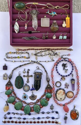 All Sterling Silver & Multi-Stone Jewelry Lot 643g Amber & More NOT SCRAP - 第 1/24 張圖片