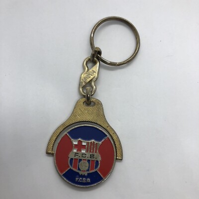Vtg Barcelona FC Metal Spinner Keychain Key Ring w/ Spinning FCB Logo by Lineva