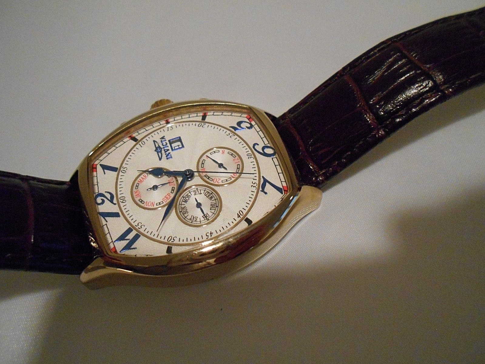 Mint Invicta Tonneau Multi Function 18K Gold SS L… - image 9