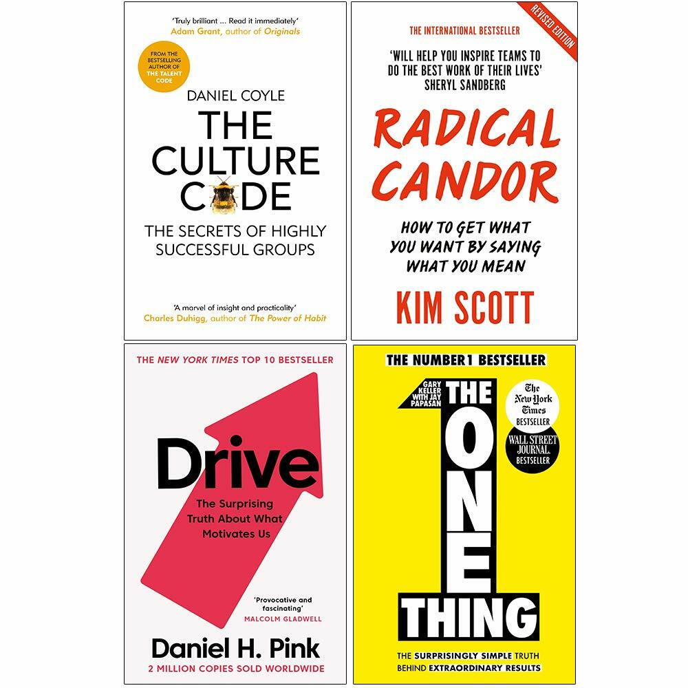 Radical Candor,Drive,One Thing,Culture Code 4 Books Collection Set Paperback NEW