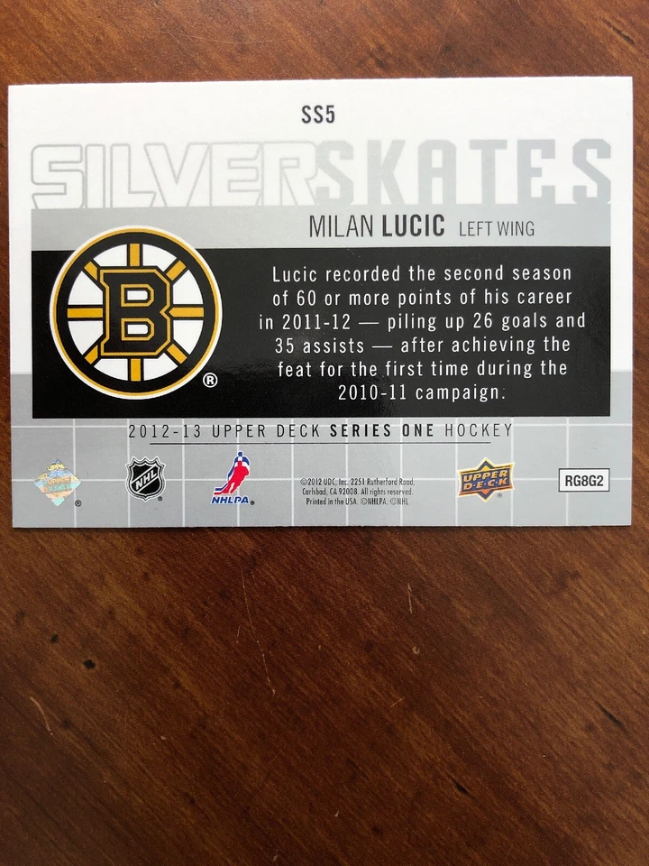12-13 UD Series 1 Silver Skates #SS5 Milan Lucic - Image 2 of 2