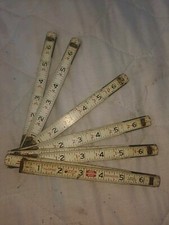 Vintage Lufkin Red End 72 Inch Folding White Wood Ruler #066D Made in USA
