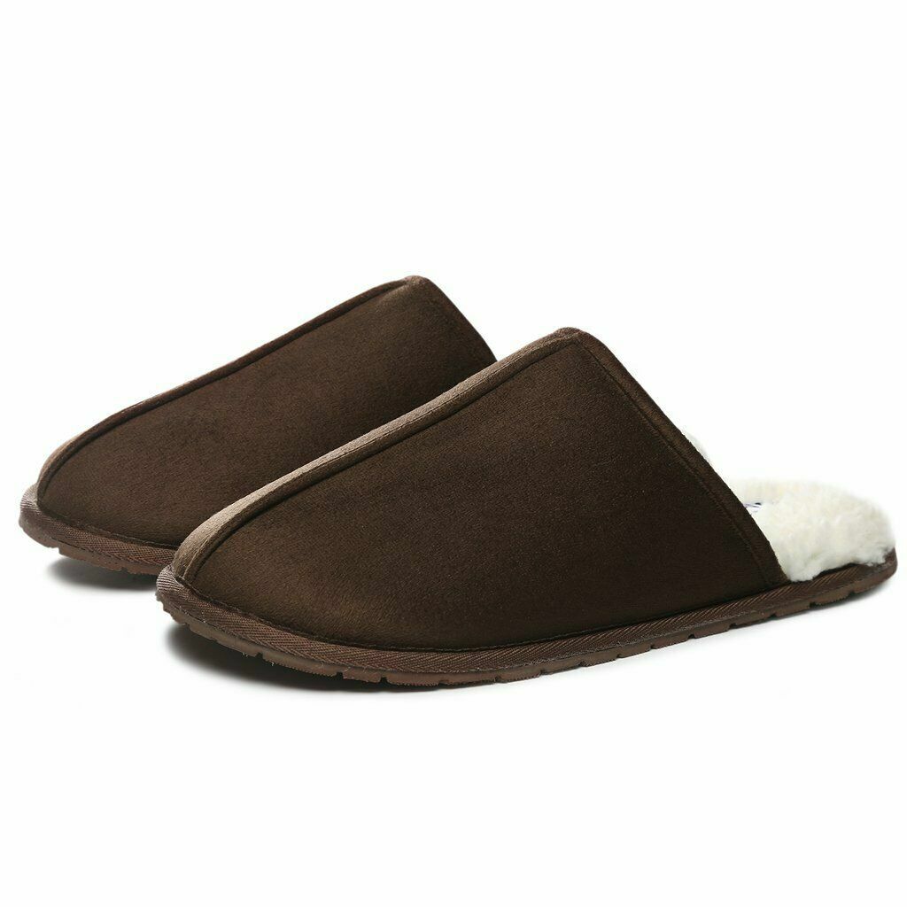 Men’s Dark Brown Cozy Scuff Slippers in Sizes 9/10-image