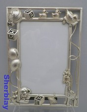 Pewter Baby Photo Frame Blocks Lamb Giraffe Design 4x6 Photo