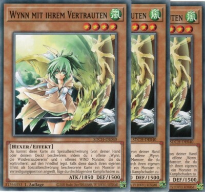yugioh 3x Wynn mit ihrem Vertrauten SDCH-DE040 COMMON 1AUFLAGE DEUTSCH