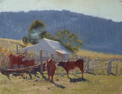 Elioth Gruner   Milking Time (1922) | Vintage Australian Farm Scene Print