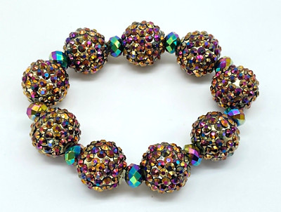 Kirks Folly Pixie Prism Iridescent Sparkle Bead Stretch Bracelet New