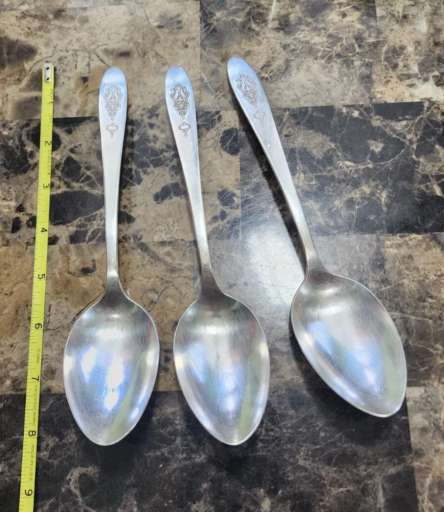 LOT OF 3 ONEIDA c1923 BIRD OF PARADISE SILVERPLATED TABLE SERVING SPOONS 🍛🥄