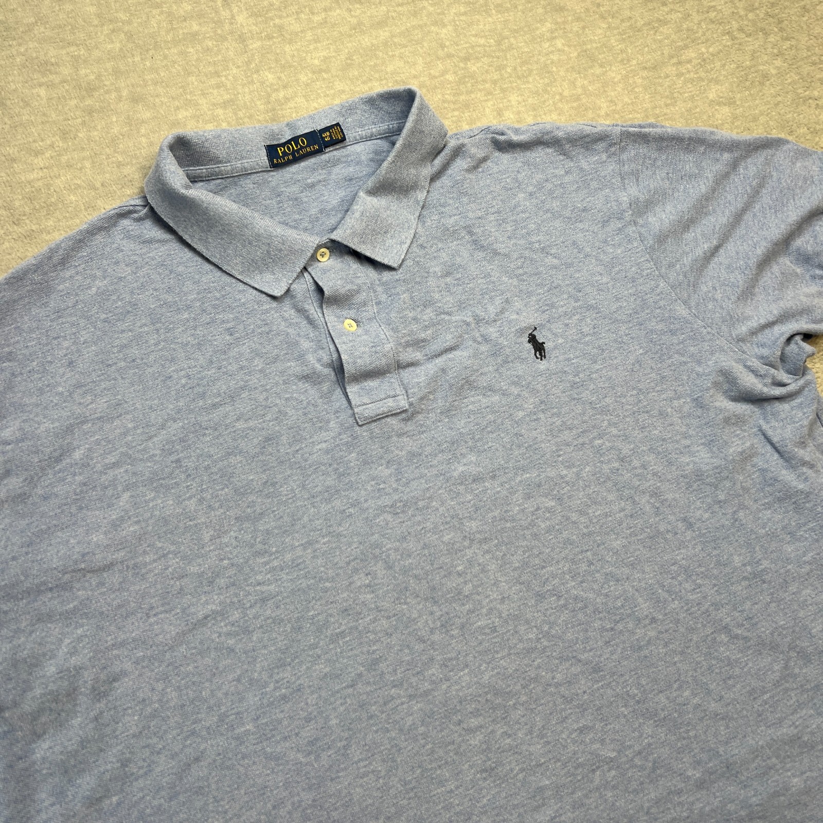 Polo Ralph Lauren camicia uomo 4XB blu chiaro polo piqué maglia pony casual 4XL