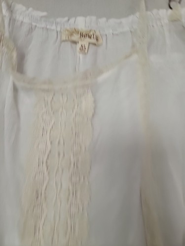 Vintage NEW NWT Rewind Sz XL Natural Ivory Rayon Cold Shoulder Top Lace Hippie - Picture 13 of 13