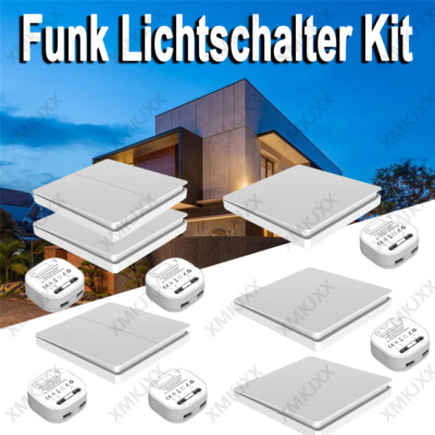 Funk Wandschalter Set 433MHz System mit Empfänger Lichtschalter 230V Schaltmodul