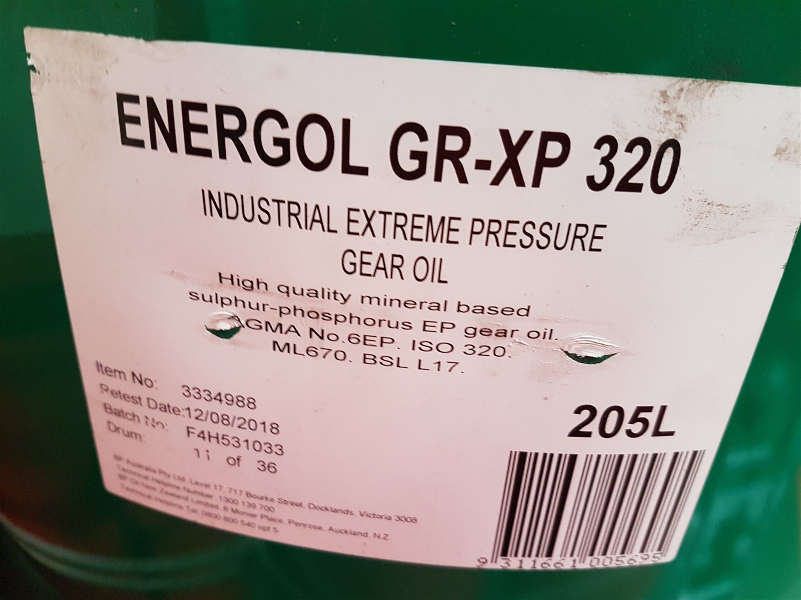 One Barrel (205 litre x 1) BP Energol GRXP 320 Extreme Pressure Gear Oil eBay