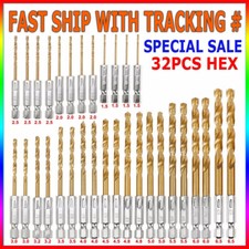 32PCS Drill Bit Set Titanium Coated HSS High Speed Steel Hex Shank Quick Change