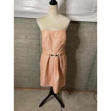 Antonio Melani Peach Strapless Cinched Waist Knee Length Shift Dress Size 10