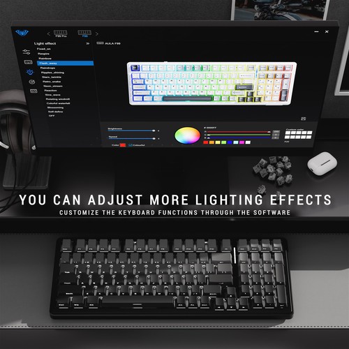 x Aula F99 99% Mechanical Gaming Keyboard – Wireless Bluetooth, 2.4Ghz RF, US... - Picture 3 of 6