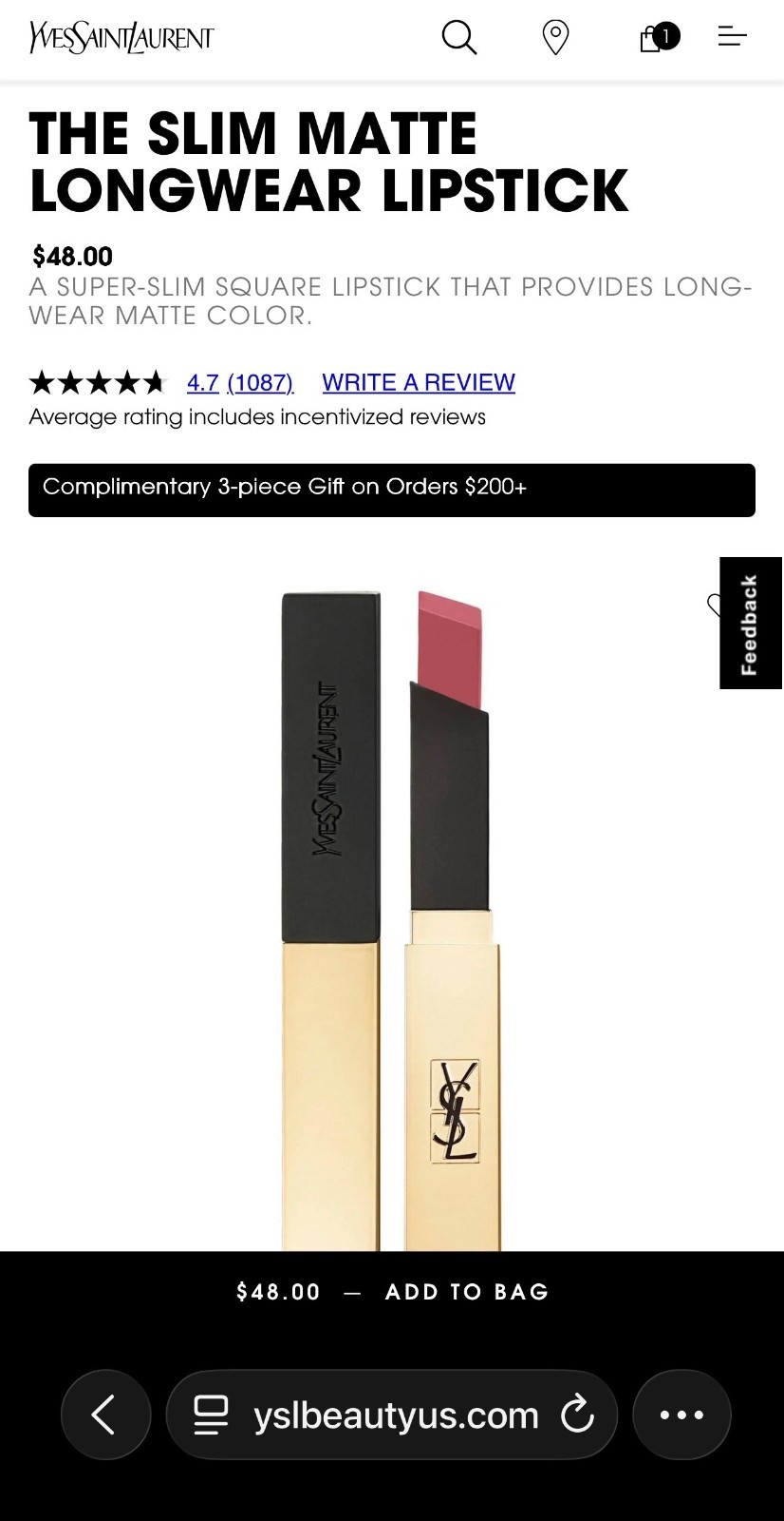 Yves Saint Laurent Lipstick Rouge Paradoxe, Mascara, Foundation Sample, Pouch thumbnail 2