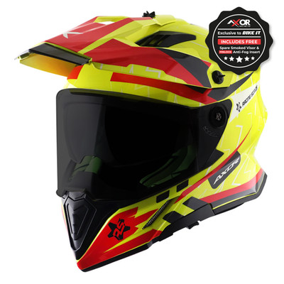 Axor X-Cross Flash Neon Gelb/Rot Dual Sport On Road Off Road Enduro Touring...