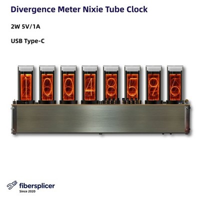 Divergence Meter 2W 5V 1A USB Type-C Nixie Tube Clock Support Networking -new