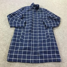 Lands' End Raincoat Youth Large 14-16 Blue Windowpane Lined Snap Front