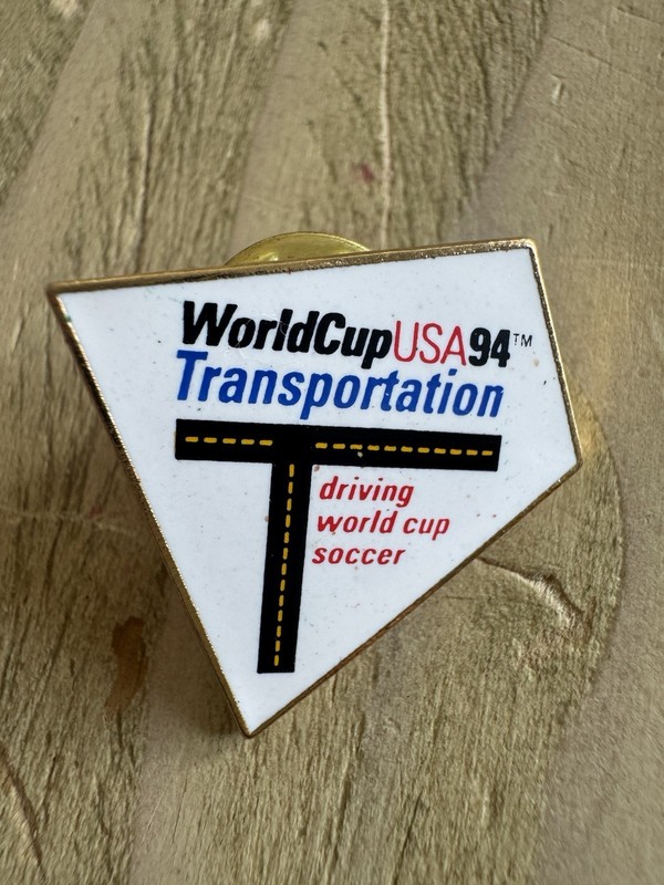 Vtg 1994 World cup Soccer Transportation Gold Tone Lapel Pin!