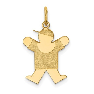 14k Yellow Gold Boy Charm Pendant Cap T-Shirt Mother Family Keepsake Jewelry
