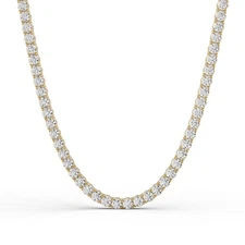 14K Yellow Gold 10Ct Lab Grown Diamond Light Weight Straight Line Necklace 18"