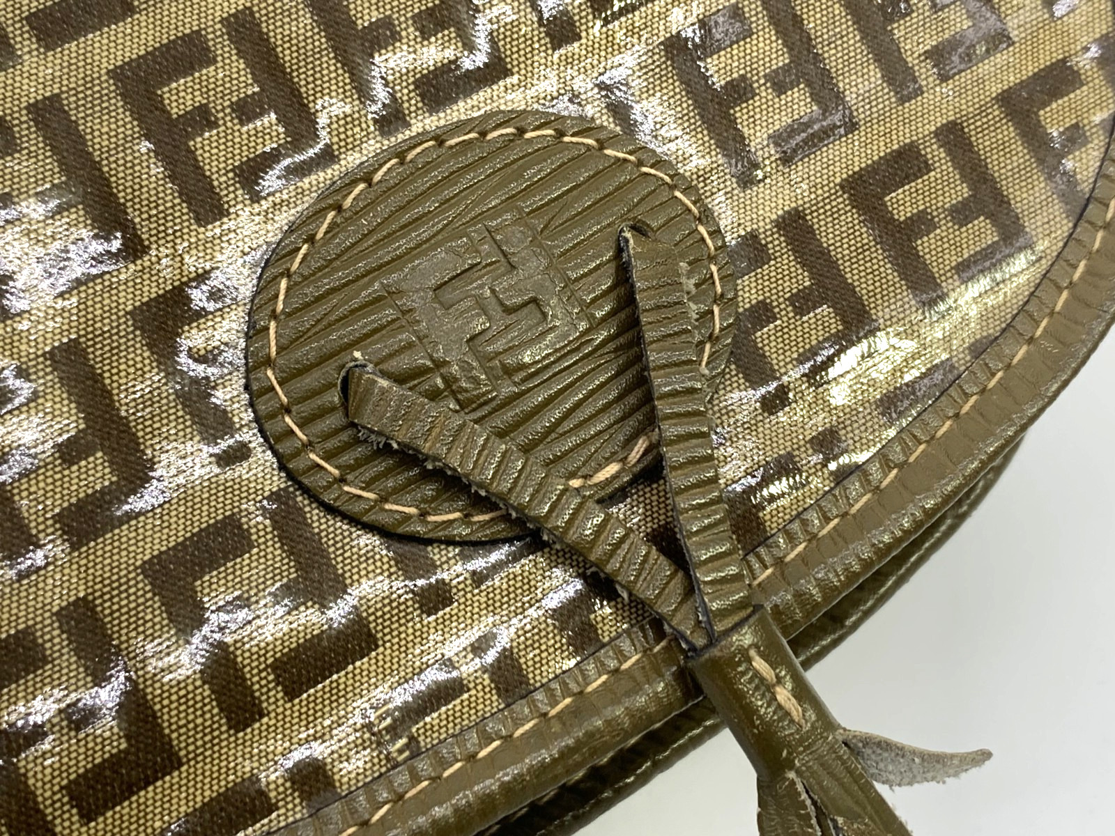 Fendi Vintage Crossbody Shoulder Bag Purse Zucca pattern Canvas Brown Authentic thumbnail 4