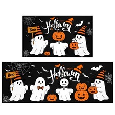 Halloween Kitchen Rugs, Non-Slip Ghost Pumpkin Bat Halloween Kitchen Floor Ma...