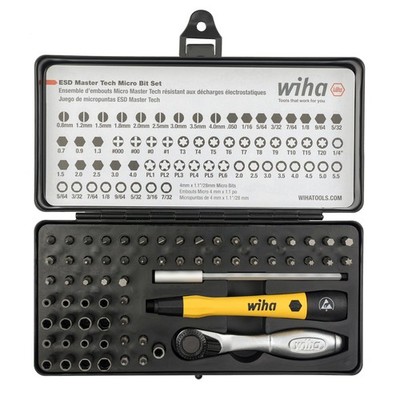 Wiha 75965 65 Piece System 4 ESD Safe Ratchet and MicroBits 0.5 Liters, Black