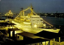 Ak Hamburg Mitte Altstadt, Schiff Wappen von Hamburg im Hafen, Nacht - 4972730
