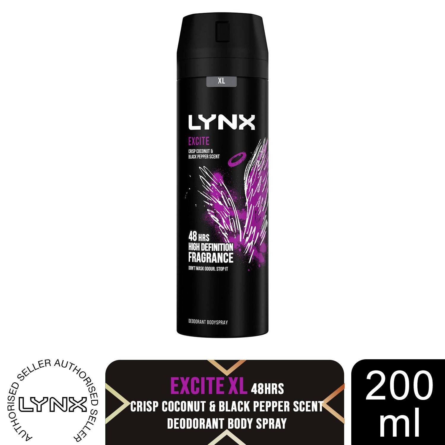 Lynx Excite XL Body Spray 200ml Mens Deodorant 48-Hour Odour Protection