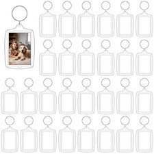 30 PCS Acrylic Photo Frame Keyring Clear Picture Keychain with Split Ring