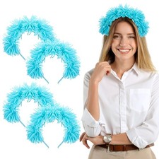 4 Pcs Halloween Blue Fuzzy Headband Pom Pom Yarn Hairband Headwear Halloween ...