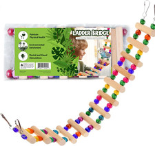 Wooden Bird Ladder Bridge Hanging Cage Toy Playground for Parakeet Cockatiel
