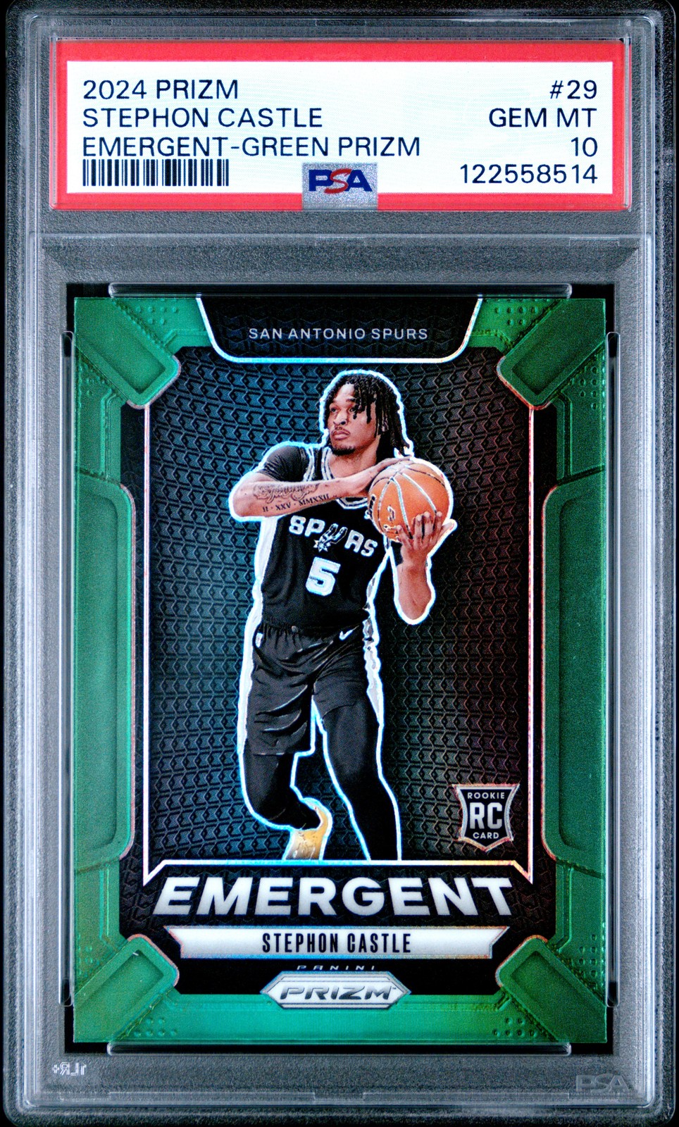 2024 PANINI PRIZM EMERGENT GREEN PRIZM #29 STEPHON CASTLE PSA 10