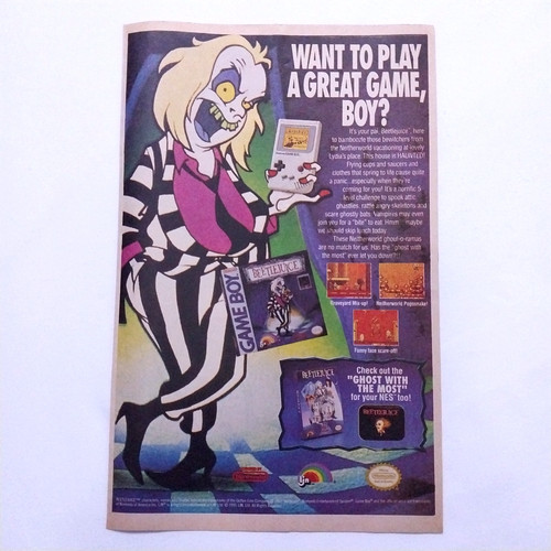 1991 Beetlejuice Nintendo Game Boy Video Game Vintage Print Ad Page Advert