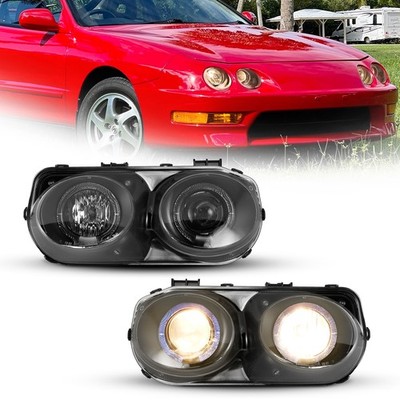 For 1998-2001 Acura Integra Projector Halo Headlights Black/Clear HeadLamps L&R