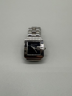 GUCCI　3600M&3600Lペア　電池交換済み　　中古品 Gucci 3600L Square Swiss Movement Wristwatch Silver Metal Black