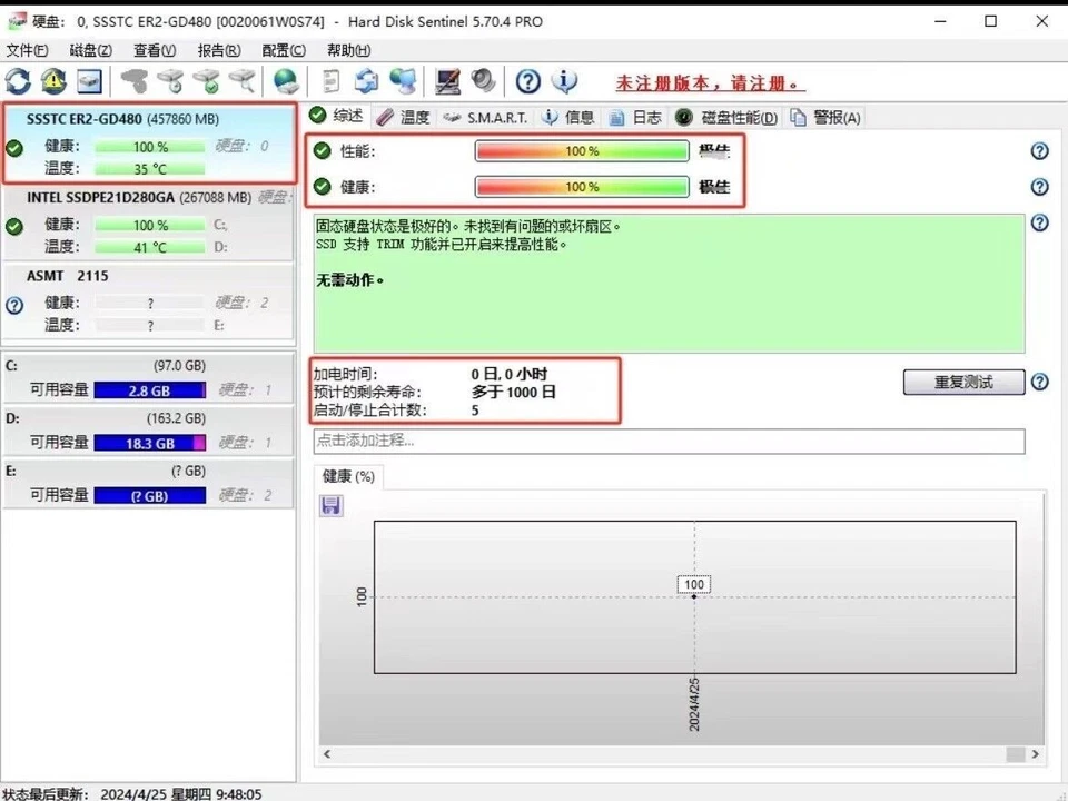 480GB M.2 SSD LITE-ON ER2-GD480 Solid State Drive F/W:E4N6403 ER2 SATA3 NGFF New - Image 4 of 4
