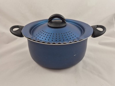 Bialetti 5,5l Nudeltopf oval Aluminium blau antihaftbeschichtet Siebdeckel NW
