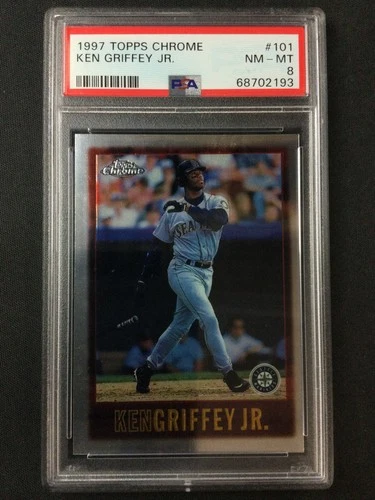 PSA 8 1997 Topps Chrome #101 Ken Griffey Jr. Seattle Mariners HOF NO RESERVE!