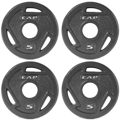 CAP Barbell 2-Inch Olympic Grip Weight 5 lb - Set of 4, 5 lb, 4 Black 